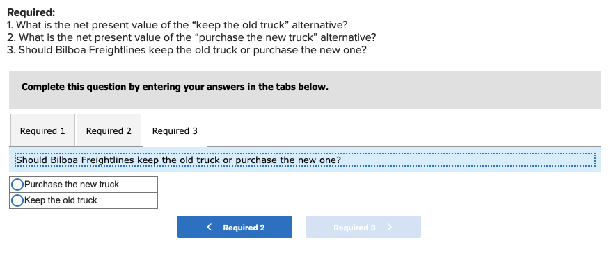 a new truck. The company has assembled the following information: New Truck