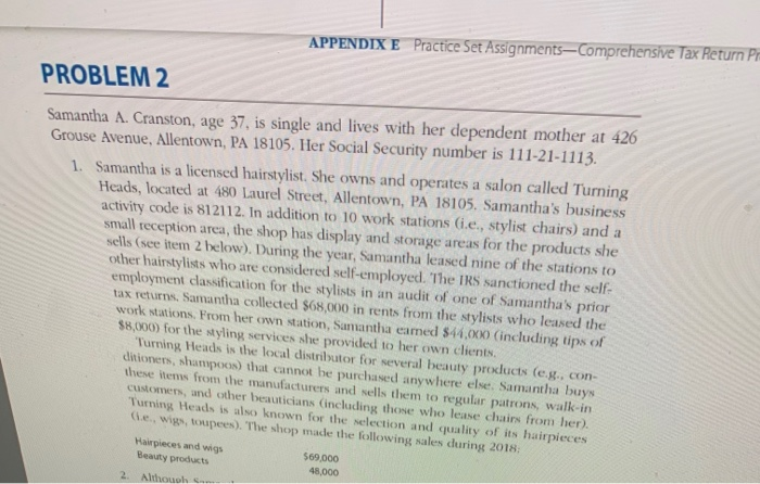  help me fill schedule 1 form 1040 APPENDIX E Practice Set
