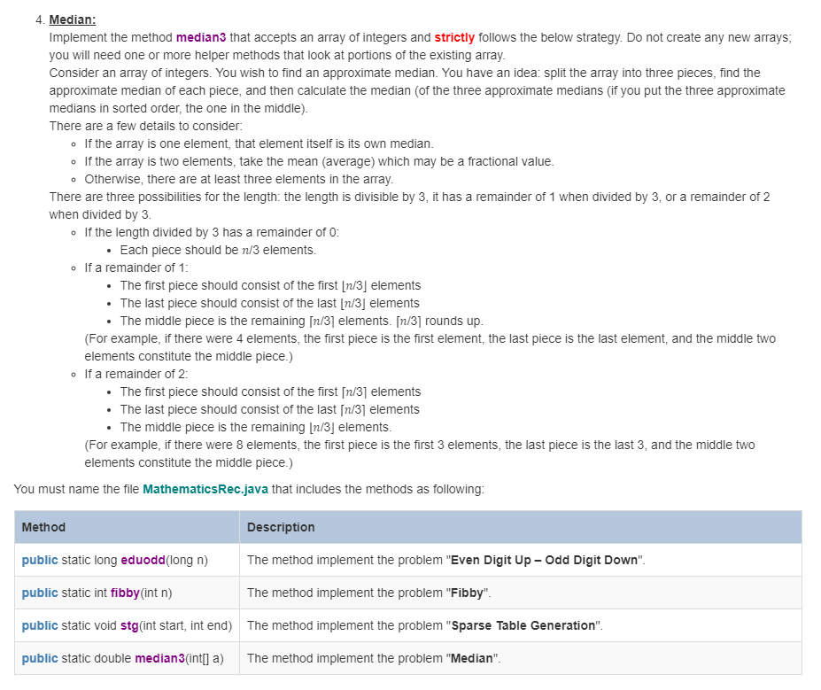 YOUR JAVA DOCUMENT HERE * @author FIRST_NAME LAST_NAME */ class MathematicsRec {
