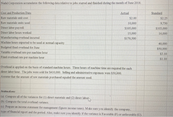  a) Total Materials Variance: Materials price Variance: Material Quantity Variance: a)