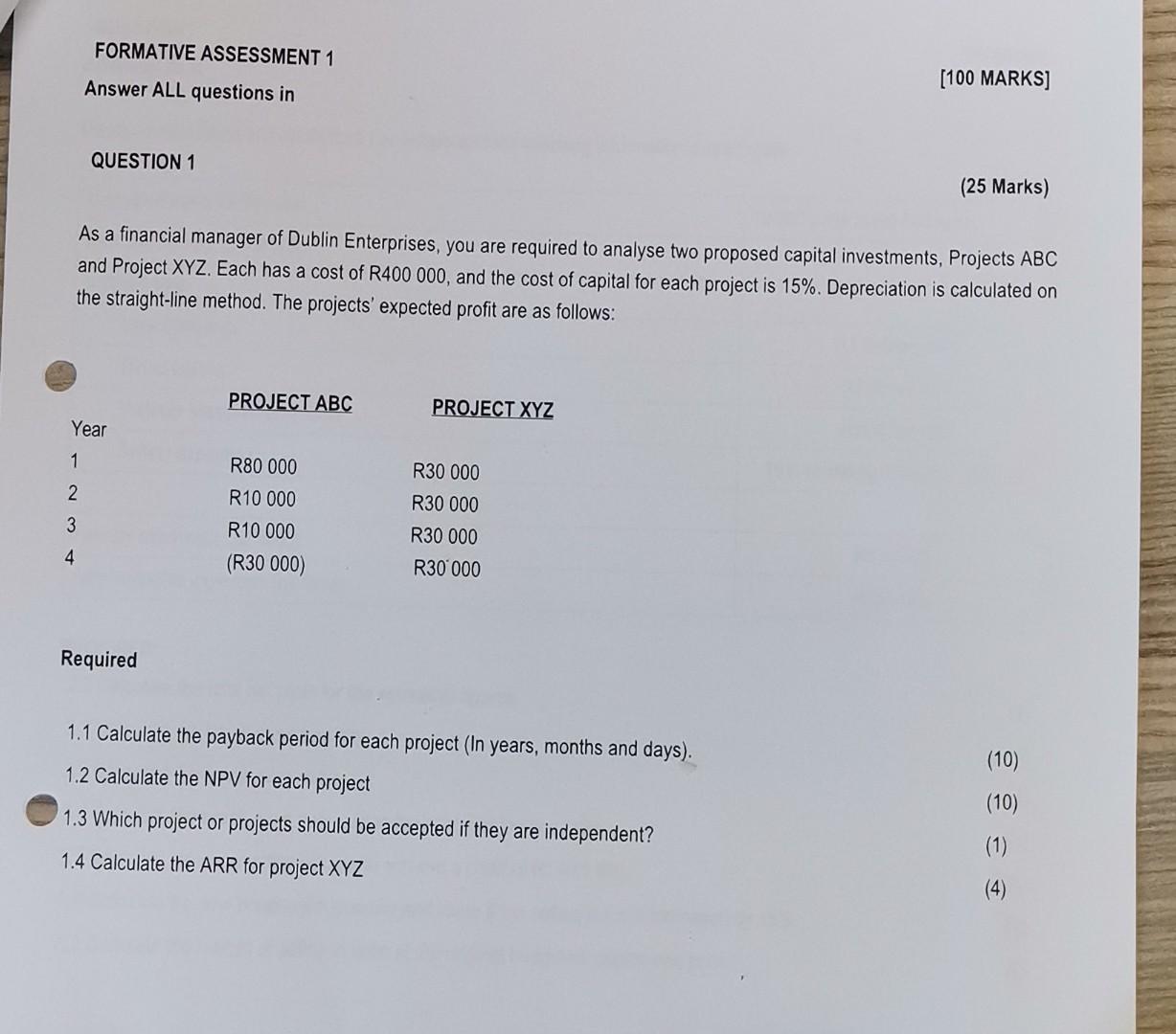  Answer ALL questions in [100 MARKS] QUESTION 1 (25 Marks) As