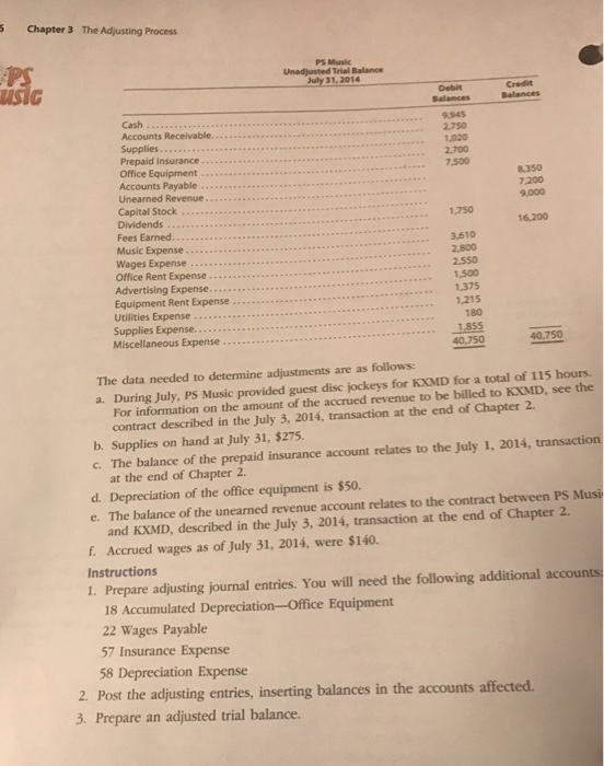 2. Determine balances lllt the an adjusted trial balance. OBJ, 2, 3