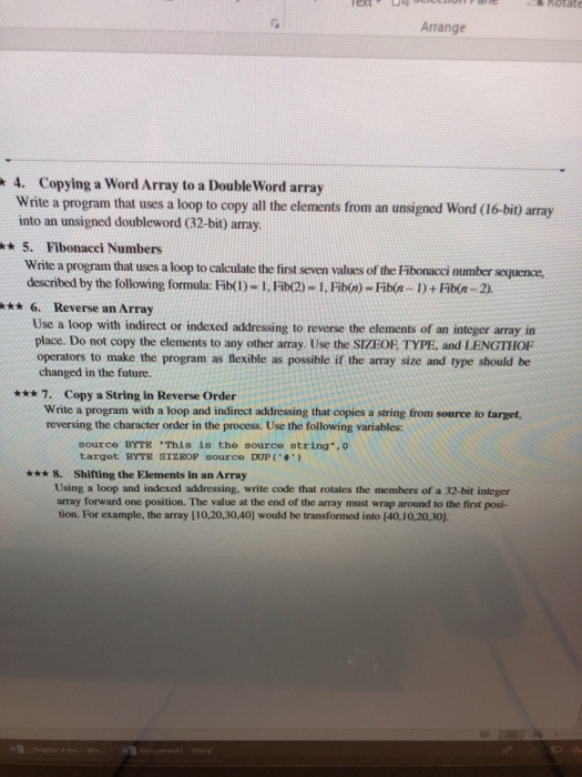 Arrange 4. Copying a Word Array to a Double Word array