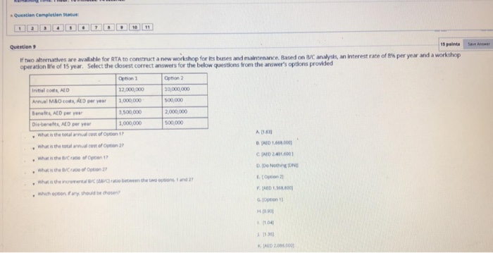  Question Completion Status 10 11 Save Artner Question 15 panta of