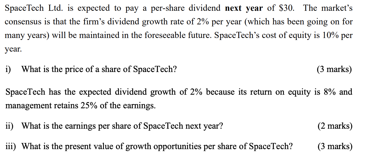  Space Tech Ltd. is expected to pay a per-share dividend next