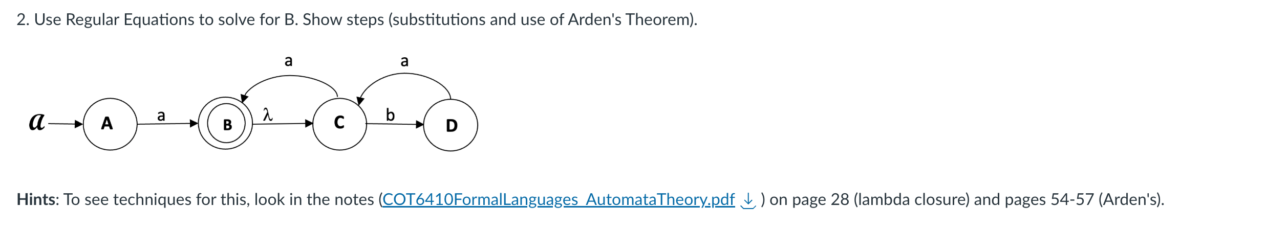  2. Use Regular Equations to solve for B. Show steps (substitutions