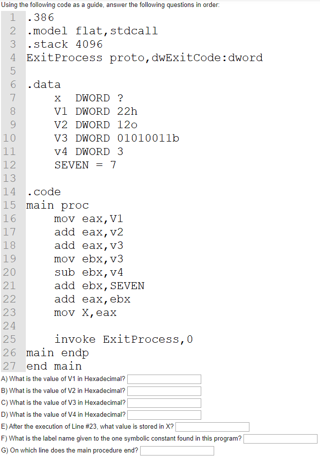 Using the following code as a guide, answer the following questions