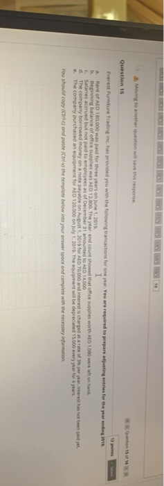  Moving to another question w save the response Question 15 12