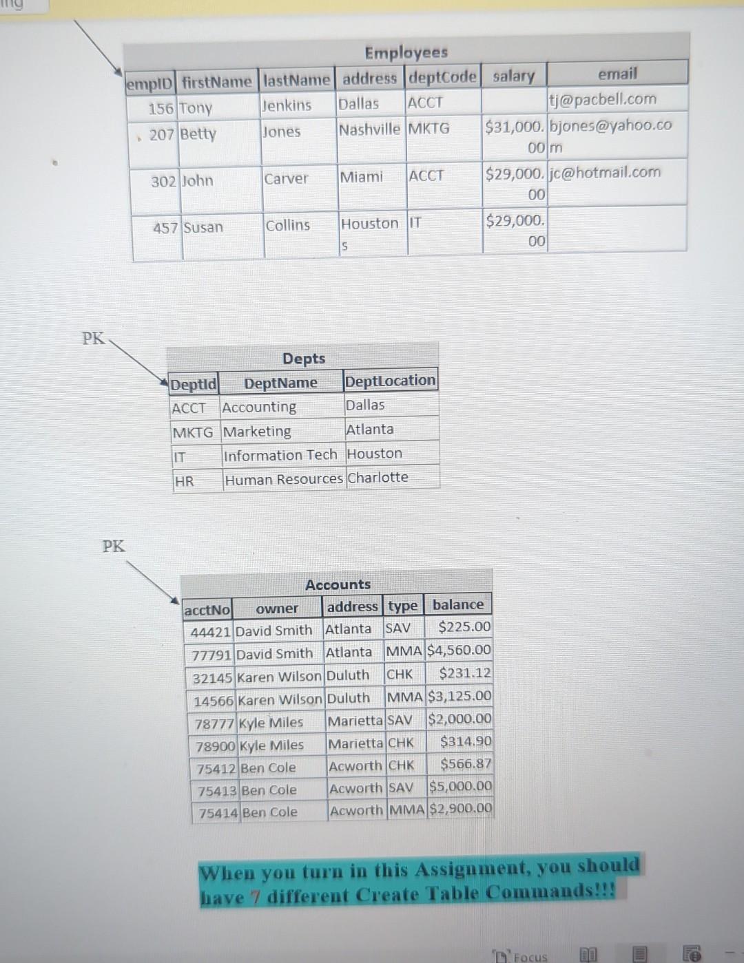 the assignment pages need to be read carefully! Dentists Table Patients Table