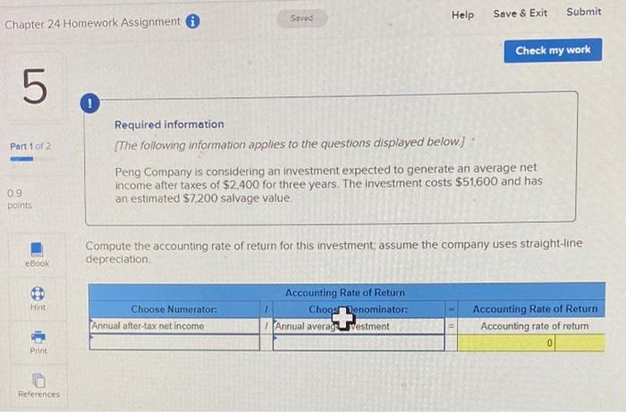  Submit Save & Exit Saved Help Chapter 24 Homework Assignment Check