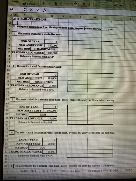 IX. Using the calculations from the previous page, prepare Journal entries for