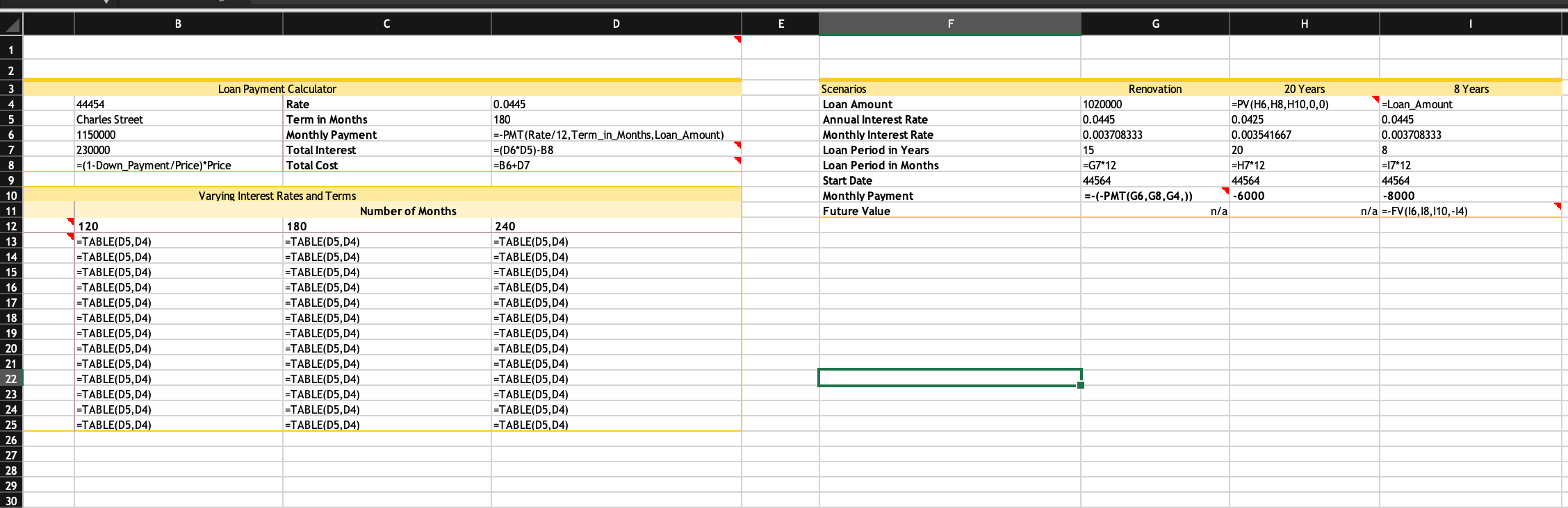 plz show work and formula used thanks B D E F G