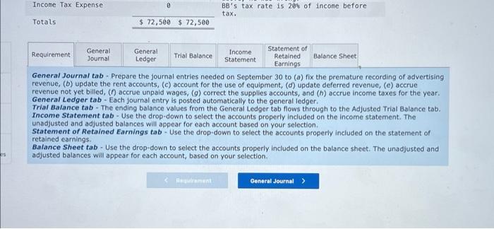 fix the premature recording of advertising revenue. Note: Enter debits before credits.