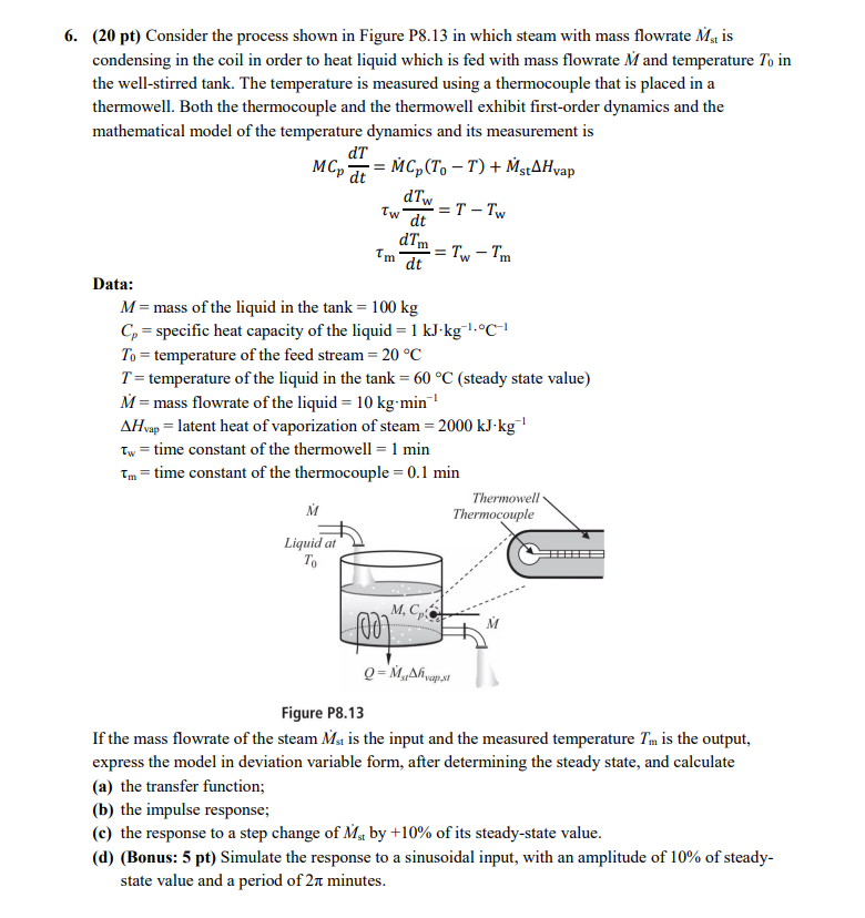  (20 pt) Consider the process shown in Figure P8.13 in which