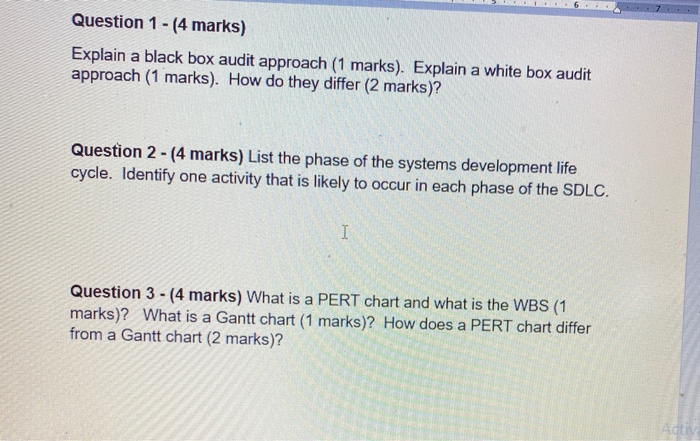  Question 1 - (4 marks) Explain a black box audit approach