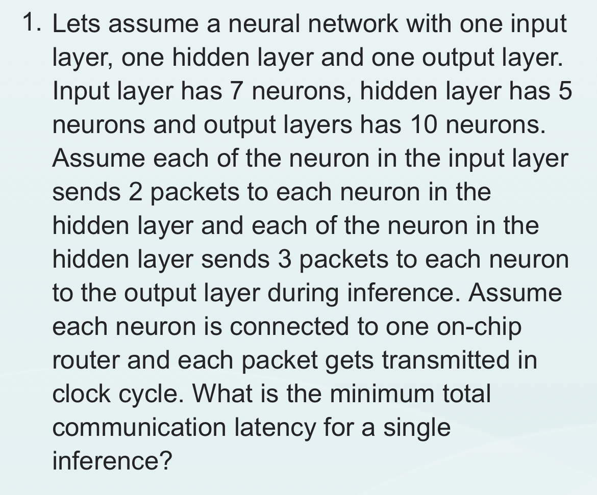  Lets assume a neural network with one input layer, one hidden