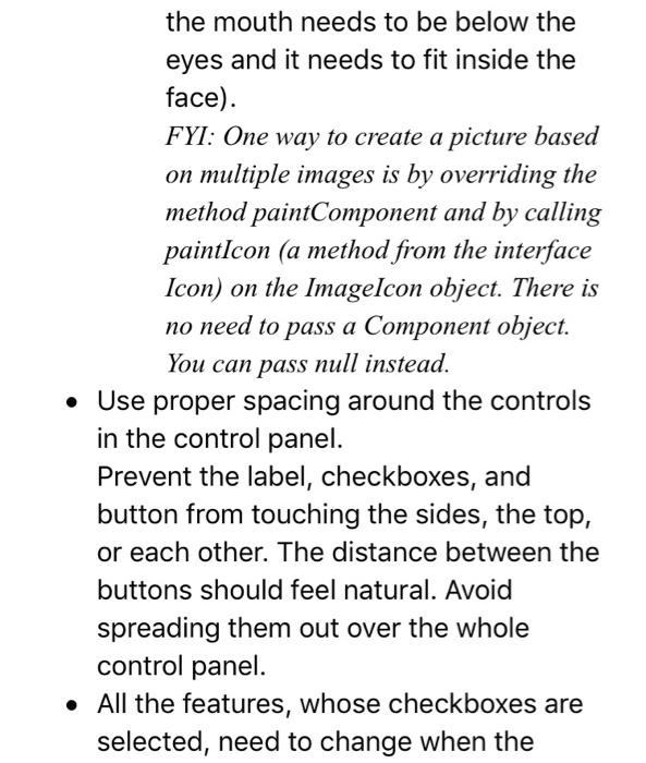 about the control panel. . Refactor the program by extracting methods that