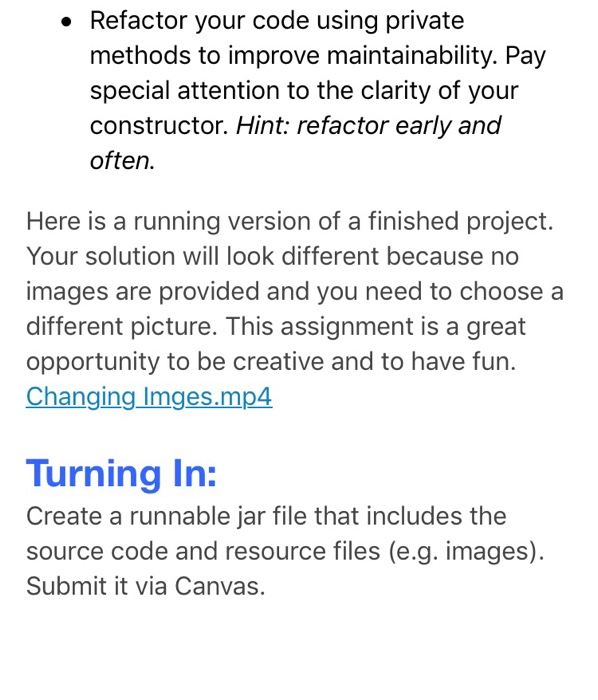 a subclass of JPanel that displays a picture consisting of at least