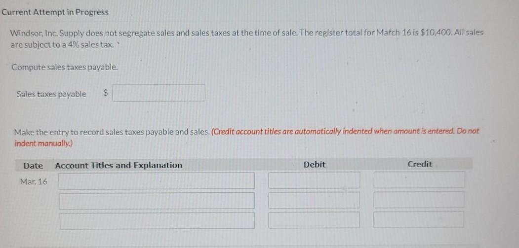 Current Attempt in Progress Windsor, Inc. Supply does not segregate sales