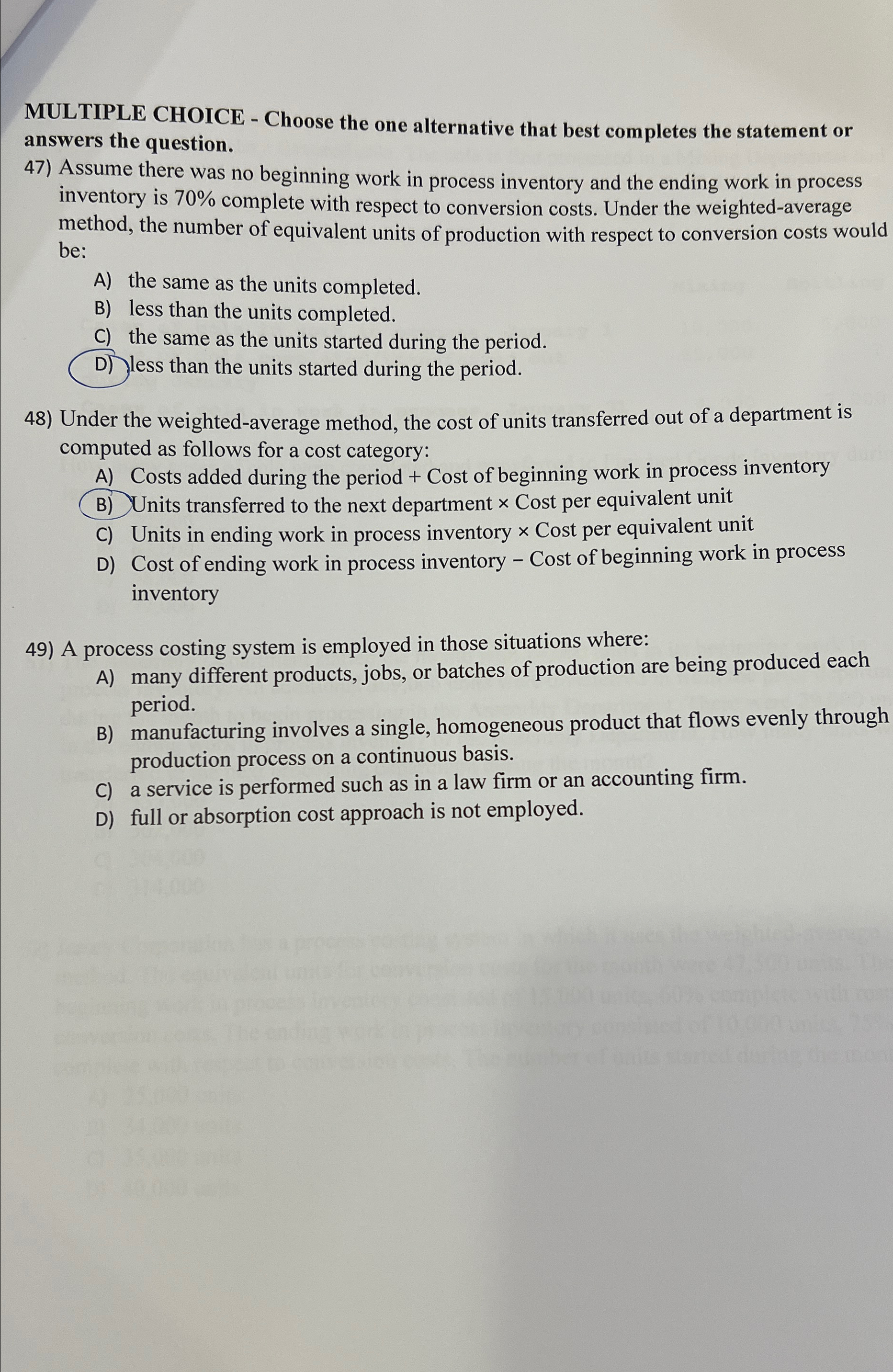  MULTIPLE CHOICE - Choose the one alternative that best completes the