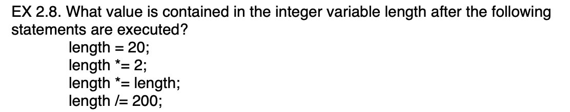I need help with this in Java coding EX 2.8. What value