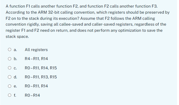  A function F1 calls another function F2, and function F2 calls