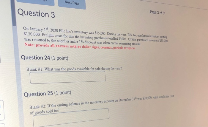 Please show the final answer for each tab and please be organised.