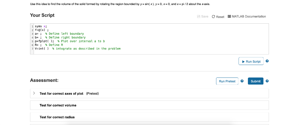 the x-axis) My Solutions> Recall that the volume of a solid formed