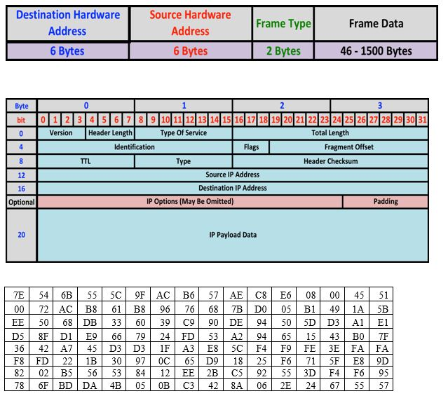  Destination Hardware Address 6 Bytes Source Hardware Address 6 Bytes Frame