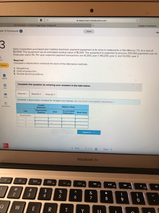  Chapter 9 pter 9 Homework Sonic Corporation purchased and installed electronic