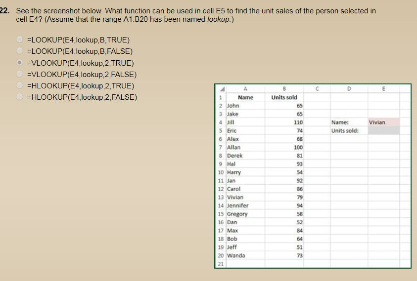 22. See the screenshot below. What function can be used in