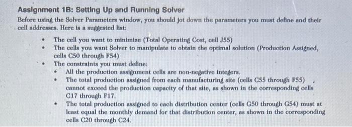  Assignment 1B: Setting Up and Running Solver Before using the Solver