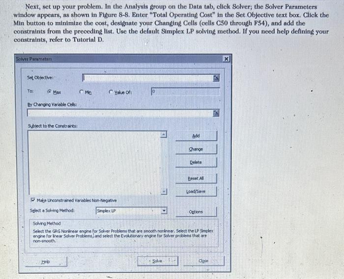 Parameters window, you should jot down the parameters you must define and