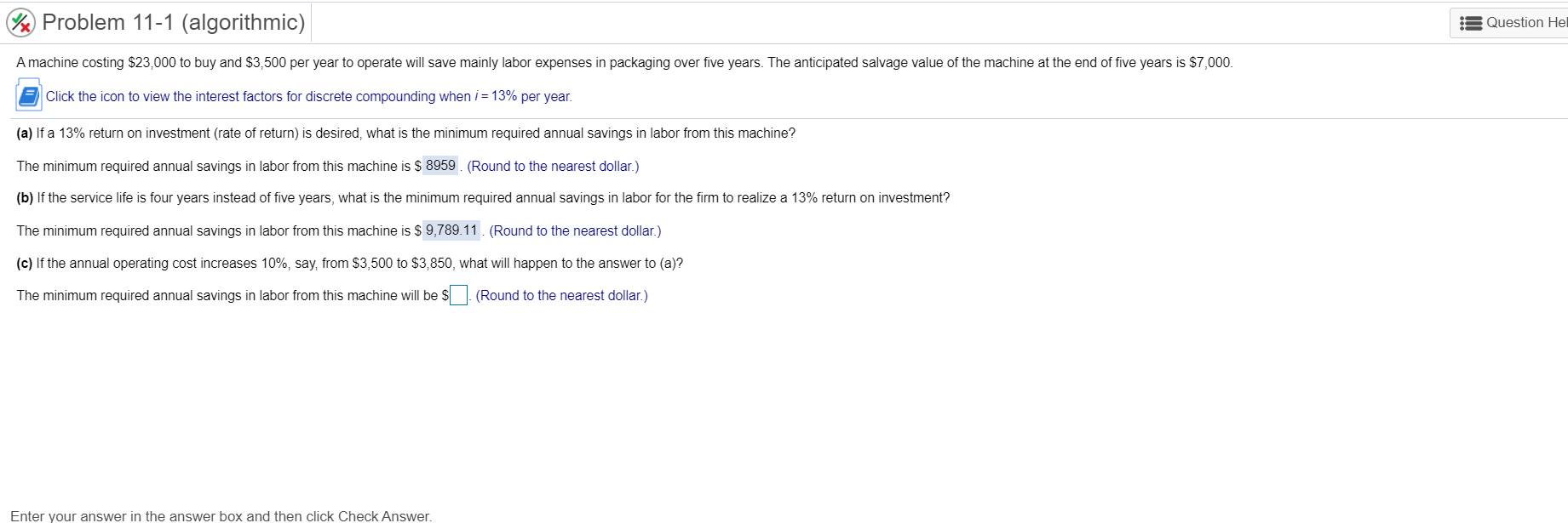 Click | (a) If a 13% The minimu (b) If the se