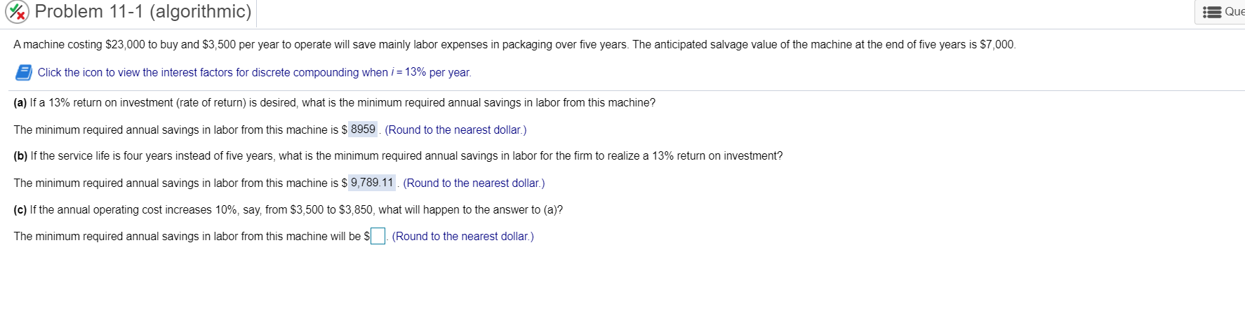 I, N) (P/F, I, N) 1.1300 0.8850 1.2769 0.7831 1.4429 0.6931 1.6305