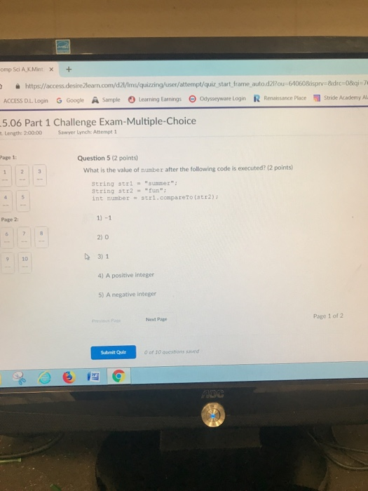  https//access.desireZlearn.com/d2l/lms/quizzing/user/attempty/quiz start frame autod27ou 64060Bisprv 8drc 0Bgi-7 Stride Academy Al ACCESS