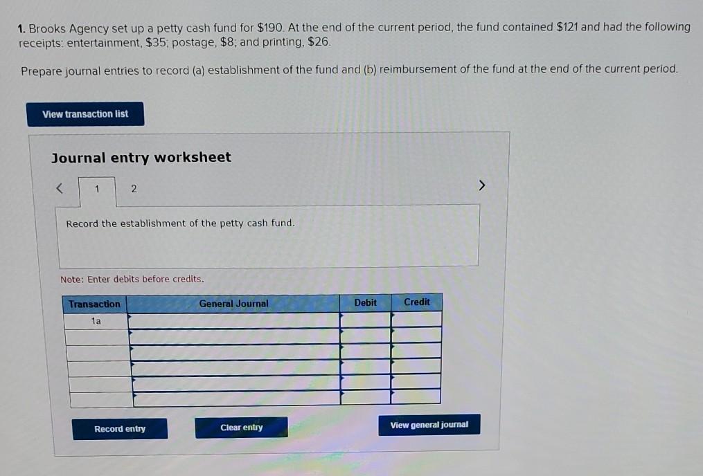 question 5 1 journal entry 1 journal entry 2 2. 1. Brooks