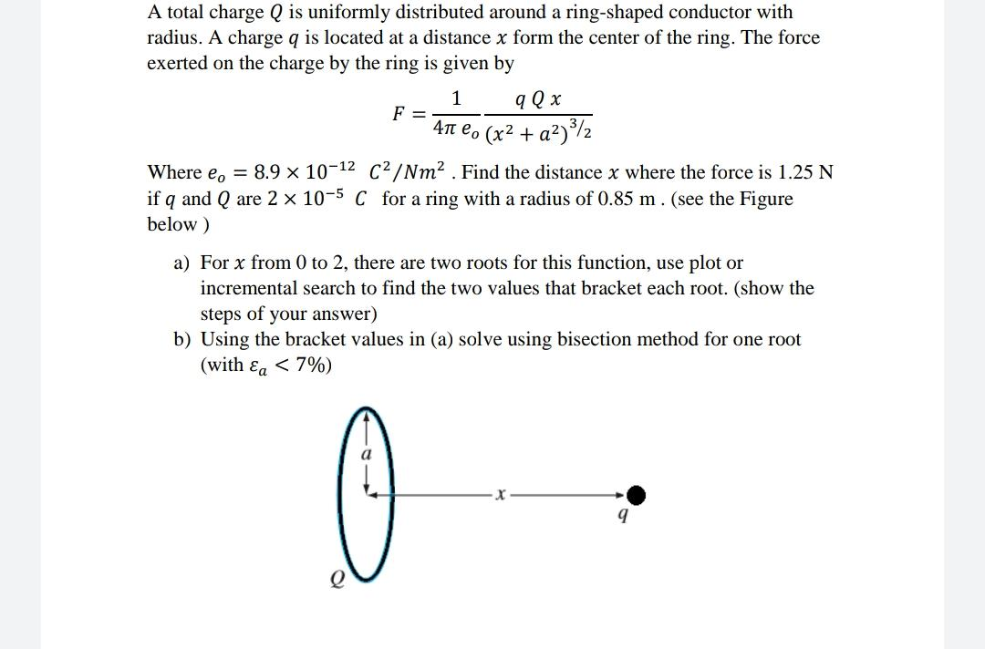  1 A total charge Q is uniformly distributed around a ring-shaped