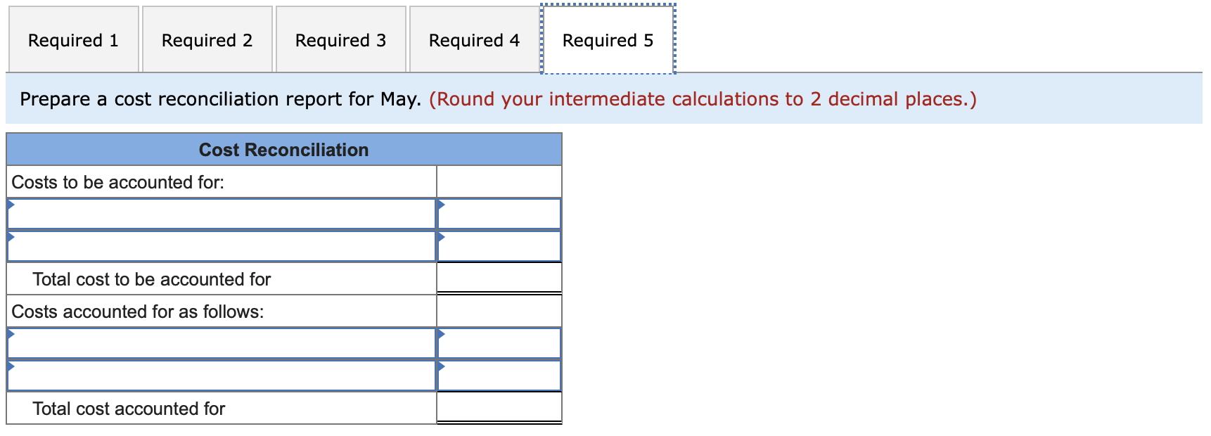 per equivalent unit for materials and conversion for May. 3. Compute the