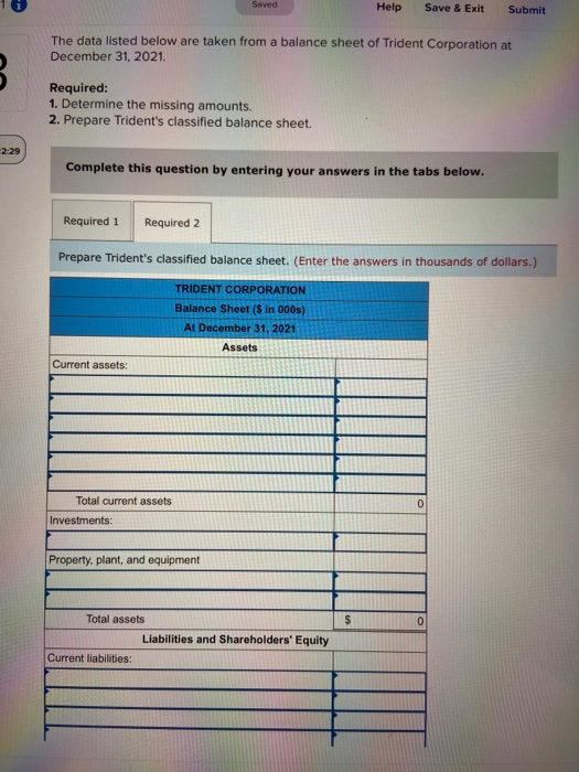  Saved Help Save & Exit Submit The data listed below are