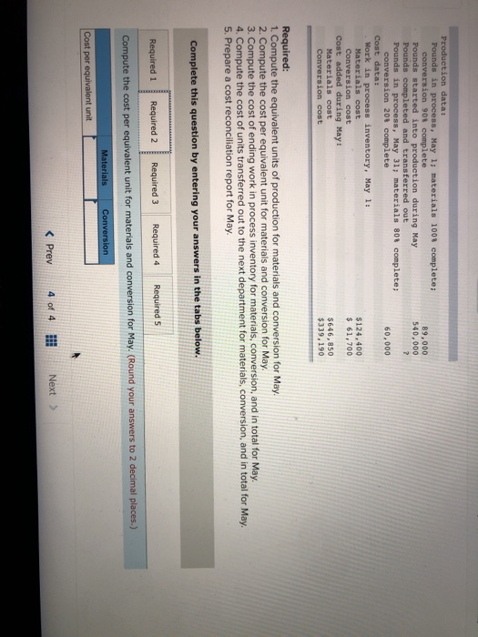 conversion 90% complete Pounds started into production during May Pounds completed and