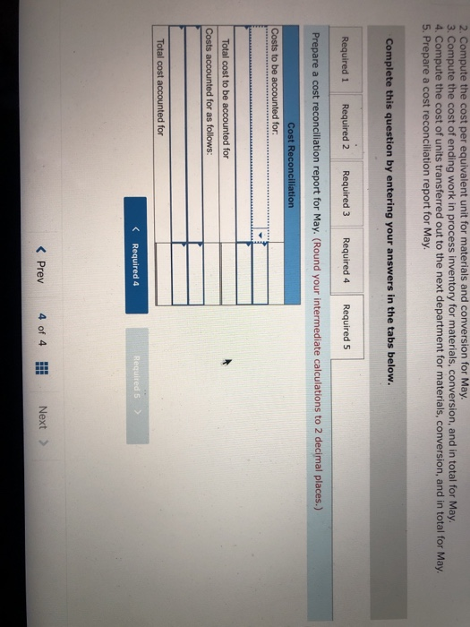 1. Compute the equivalent units of production for materials and conversion for
