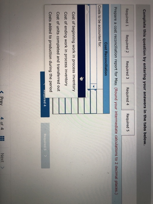May 2. Compute the cost per equivalent unit for materials and conversion