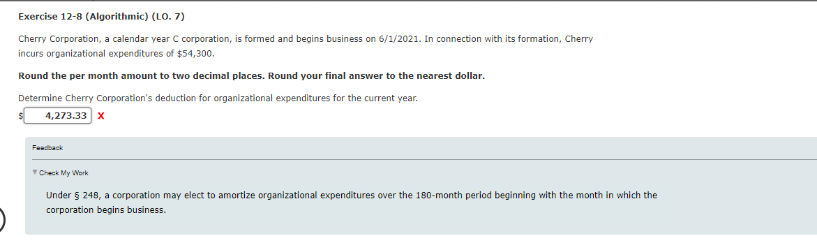  Exercise 12-8 (Algorithmic) (LO. 7) Cherry Corporation, a calendar year C