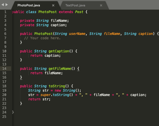 1- Likeable Implement the interface Likeable. It declares two methods: like() and