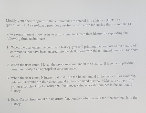 commands and then executes each command in a separate process exte Java