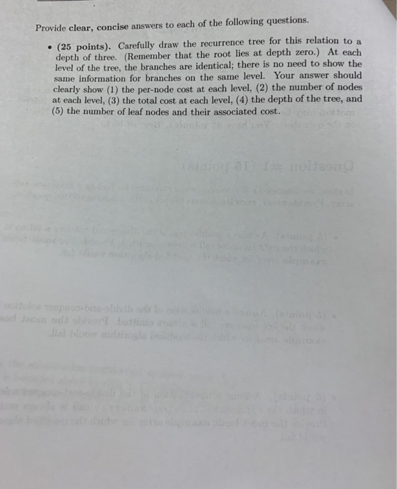 T(n) = 3T(n/3) + n3 if n > 1 c . Provide