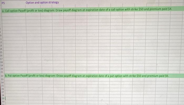  on excel PS Option and option strategy a. Call option Payoff