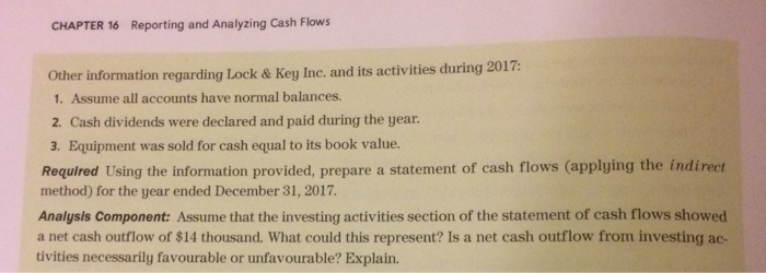 and financing activities. Thank you! Problem 16-9A Preparing the statement of cash