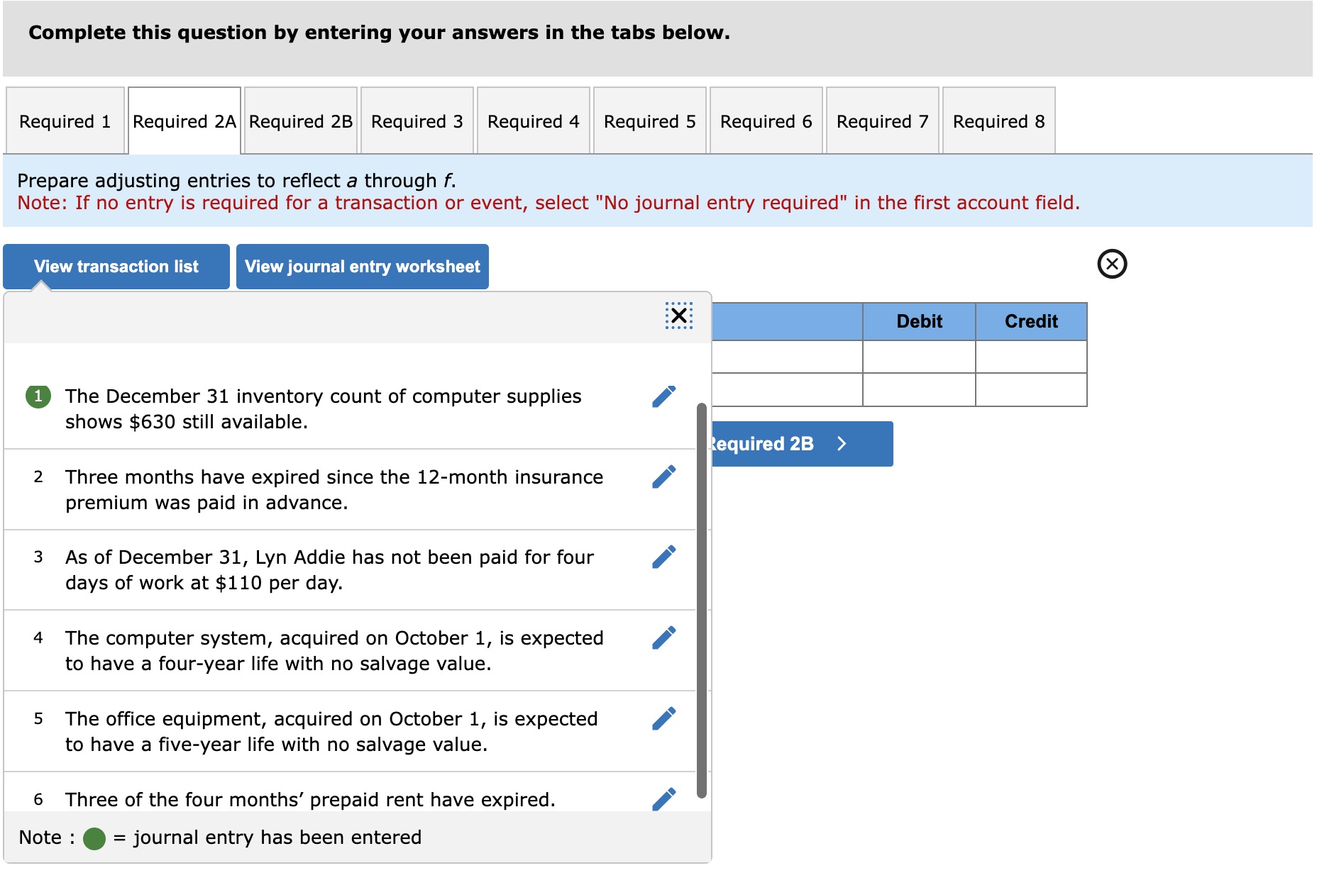 question by entering your answers in the tabs below. Prepare adjusting entries